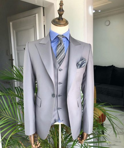 A Light Ash Grey peak lapel suit