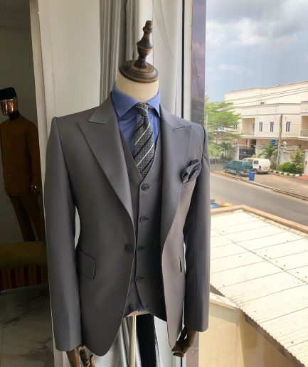 A Light Ash Grey peak lapel suit