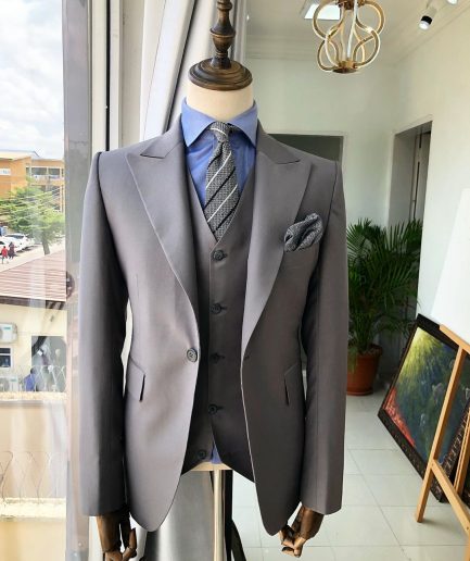 A Light Ash Grey peak lapel suit