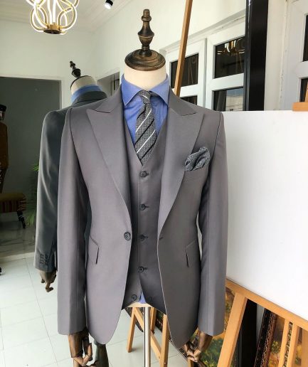 A Light Ash Grey peak lapel suit