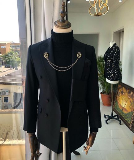 A Charcoal black Reloaded “oranmiyan” double breasted suit