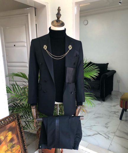 A Charcoal black Reloaded “oranmiyan” double breasted suit
