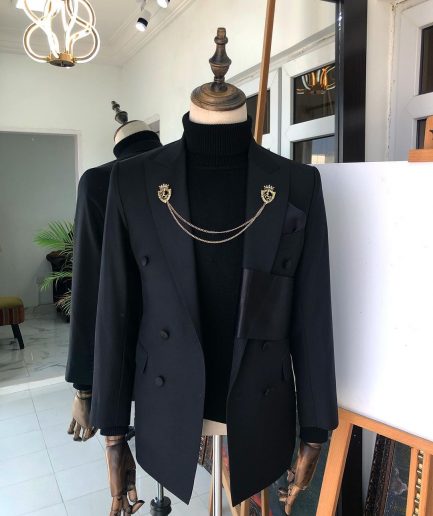 A Charcoal black Reloaded “oranmiyan” double breasted suit