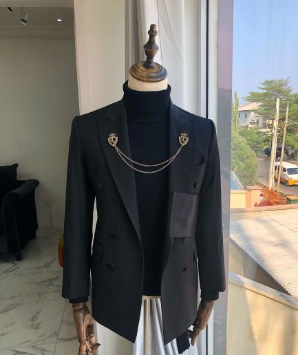 A Charcoal black Reloaded “oranmiyan” double breasted suit