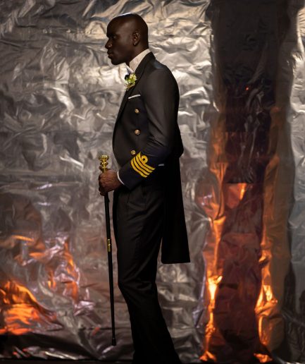 A Charcoal Black “John Beecroft” Tail Marine Peak Lapel Tuxedo Suit