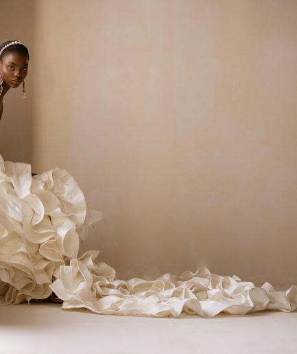 A Swarovski Embellished Sweet Heart Neck, Ruffled Train Mermaid Bridal Gown/Dress