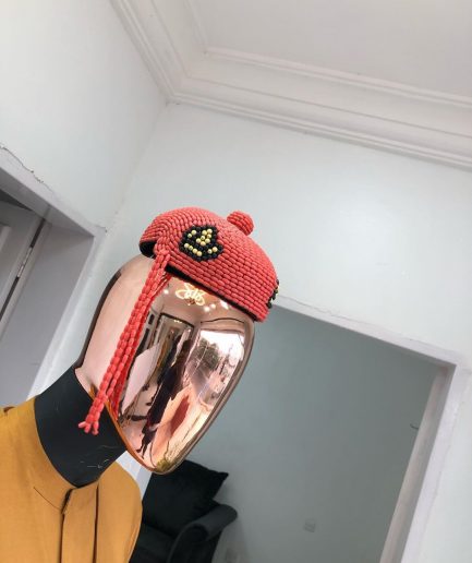 Orange Ibo Traditional Coral Beaded Wedding Royal Hats