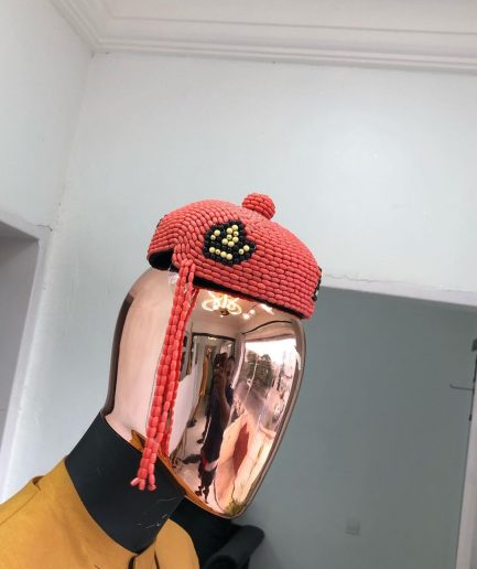 Orange Ibo Traditional Coral Beaded Wedding Royal Hats