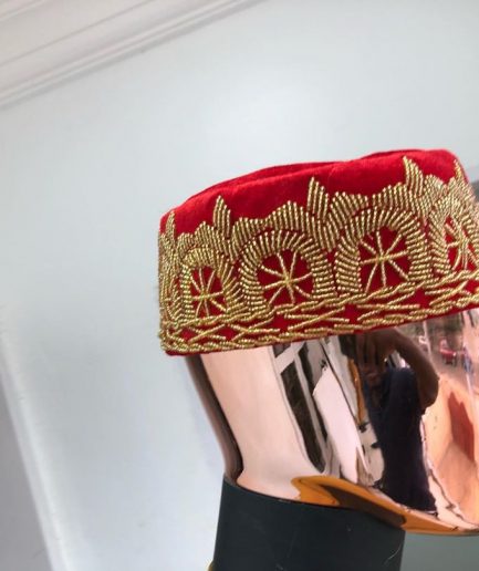 A Red and gold embroidery African traditional hat