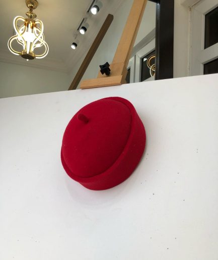 A Red Wool African Ibo Traditional Hat