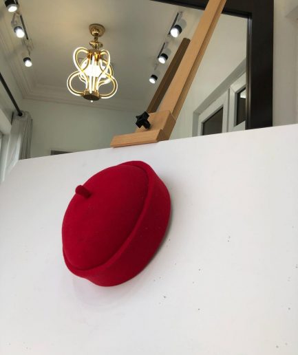 A Red Wool African Ibo Traditional Hat