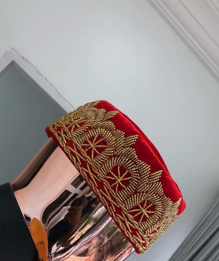 A Red and gold embroidery African traditional hat