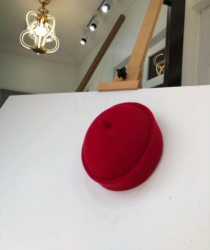 A Red Wool African Ibo Traditional Hat
