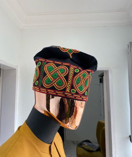 A Multicolor Hand Woven Egba Yoruba Hat