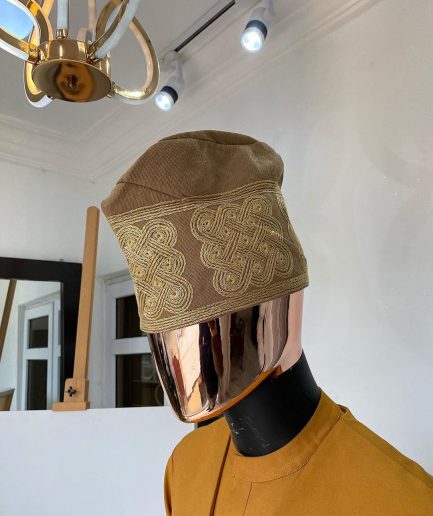 A brown Monochrome Hand Woven Egba Yoruba Hat