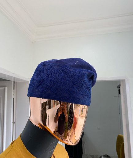 Navy blue Monochrome Hand Woven Egba Yoruba Hat