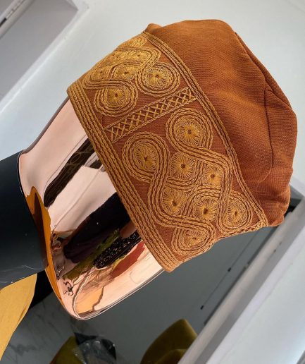 Burnt Orange Monochrome Hand Woven Egba Yoruba Hat.