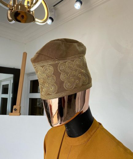 A brown Monochrome Hand Woven Egba Yoruba Hat