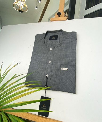 An Irish Grey with silver ABV diamond-shaped Australian Swarovski button detailing Kaftan