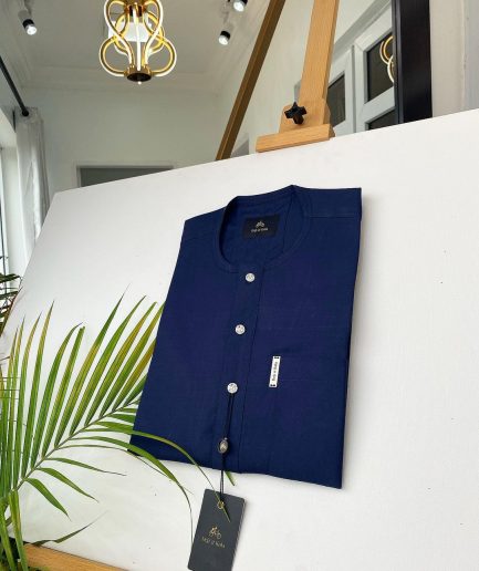 A Midnight Blue Kaftan with ABV diamond shape Australian Swarovski button