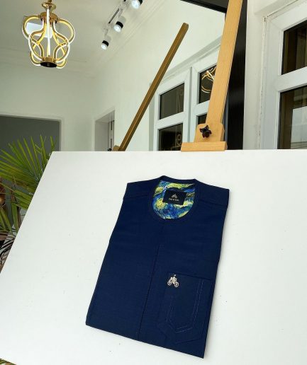 A Midnight Blue Front Flap Traditional African Kaftan