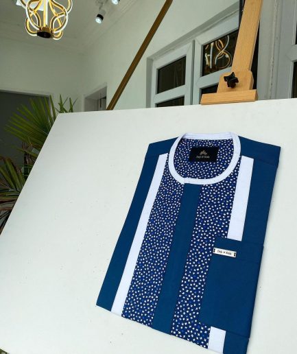 A Blue Mix Dotted Space Front flap African Kaftan