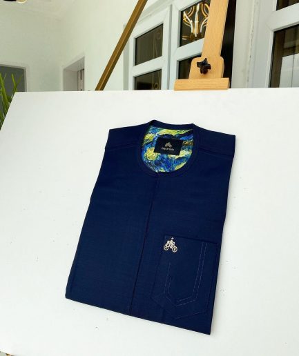 A Midnight Blue Front Flap Traditional African Kaftan