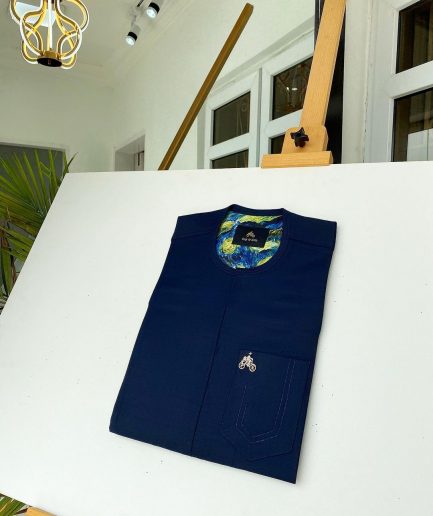 A Midnight Blue Front Flap Traditional African Kaftan