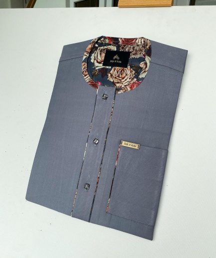 A Bright Grey Front Flap Traditional African Kaftan