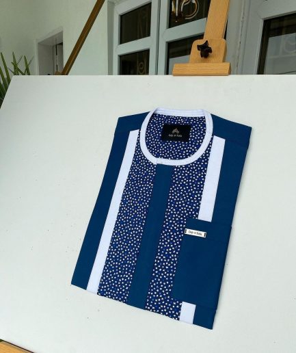 A Blue Mix Dotted Space Front flap African Kaftan