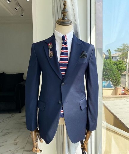 A Navy Blue Notch Lapel Business Suit