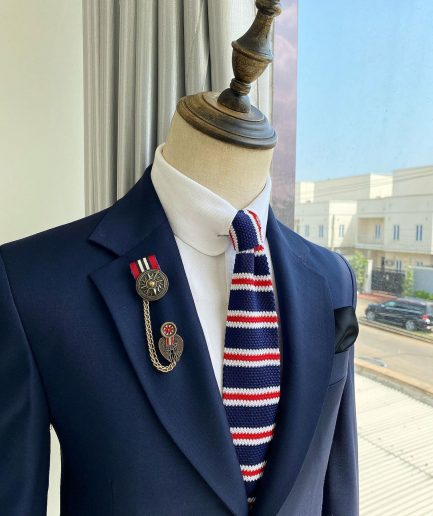 A Navy Blue Notch Lapel Business Suit