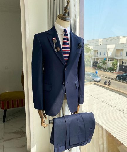 A Navy Blue Notch Lapel Business Suit