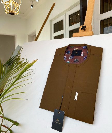 A Chocolate Brown African kaftan with clear view pearl Swarovski button and sokoto