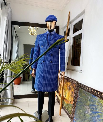 A Blue Check Reloaded “Peaky Blinder” Double breasted trench suit