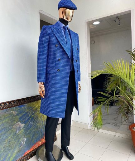 A Blue Check Reloaded “Peaky Blinder” Double breasted trench suit