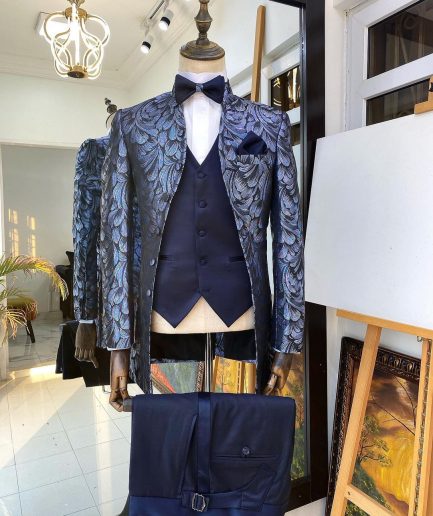 The Reloaded “Mungo Park” blue jacquard tuxedo Suit