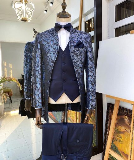 The Reloaded “Mungo Park” blue jacquard tuxedo Suit