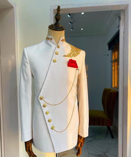 The Pure White “Vajiralongkorn“ Men’s Safari Royal Ceremonial Suit