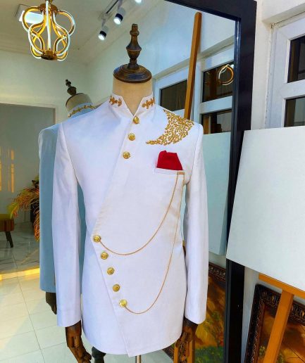 The Pure White “Vajiralongkorn“ Men’s Safari Royal Ceremonial Suit