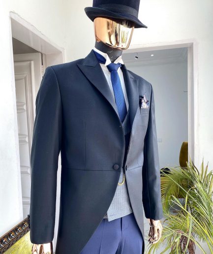 A Charcoal Black “Duke of Bridgerton ”Peak Lapel suit
