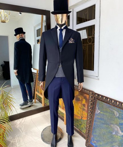 A Charcoal Black “Duke of Bridgerton ”Peak Lapel suit