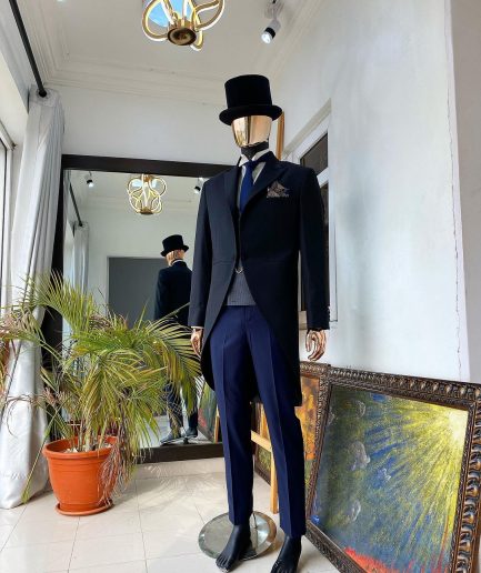 A Charcoal Black “Duke of Bridgerton ”Peak Lapel suit