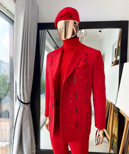 The “Sinclair” red monochrome double breasted suit
