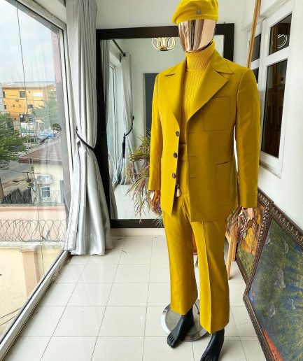 The “ Festac 77” Mustard Yellow 3 Button Safari Suit