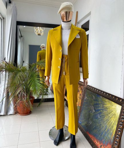The “ Festac 77” mustard yellow 3 button safari suit