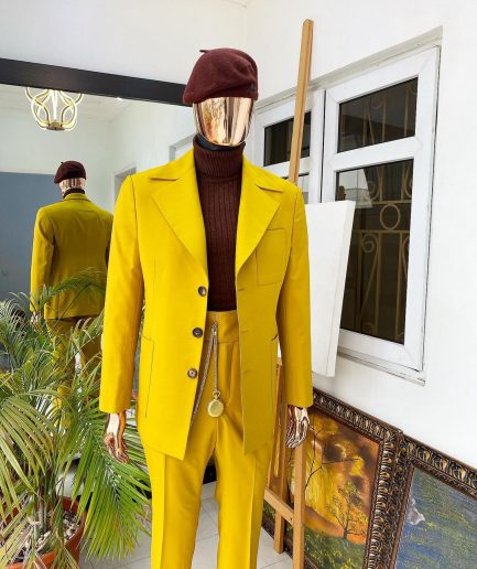 The “ Festac 77” mustard yellow 3 button safari suit