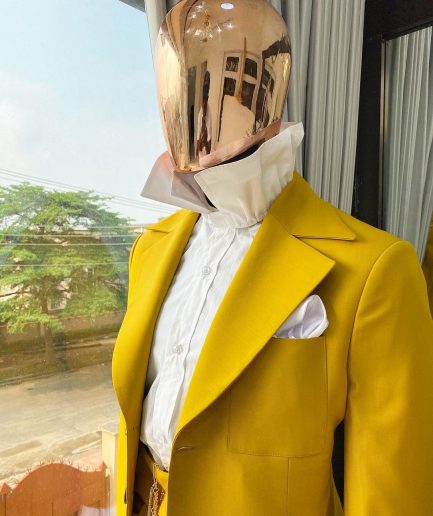 The Reloaded “ Festac 77” Mustard Yellow 3 Horn Button Safari Suit