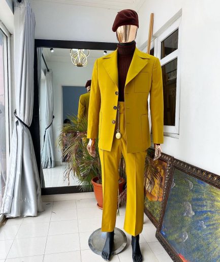 The “ Festac 77” mustard yellow 3 button safari suit