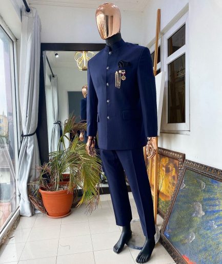 A Navy Blue Reloaded Pin Stripe “French” Safari Suit